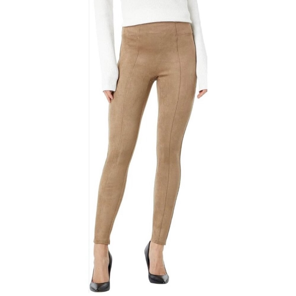 SPANX FAUX SUEDE LEGGINGS-CAMEL SMALL